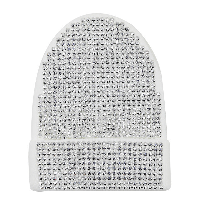 Punk Rhinestone Warm All-matching Acrylic Knitted Drill Cap