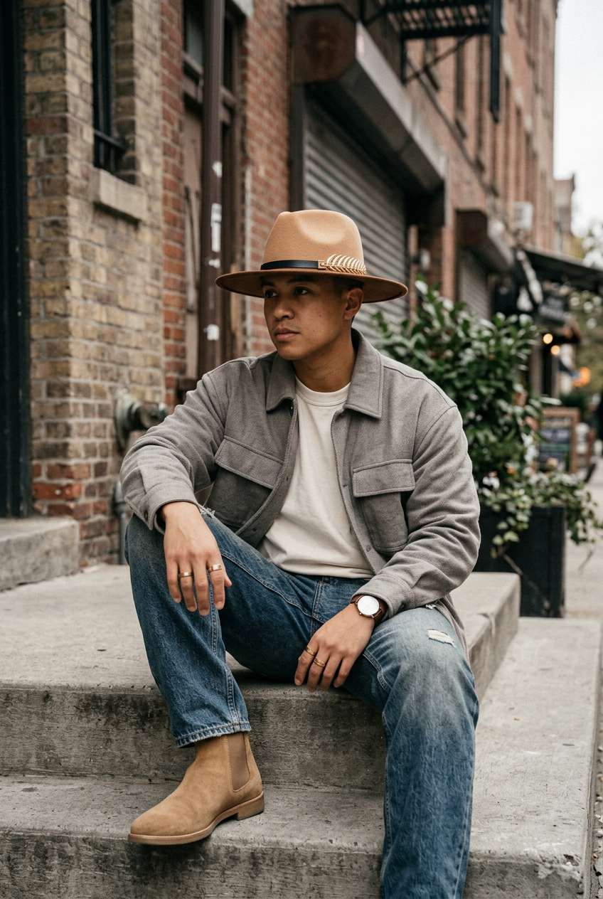 Mckinney Flat Top Wool Felt Fedora Hat with Band