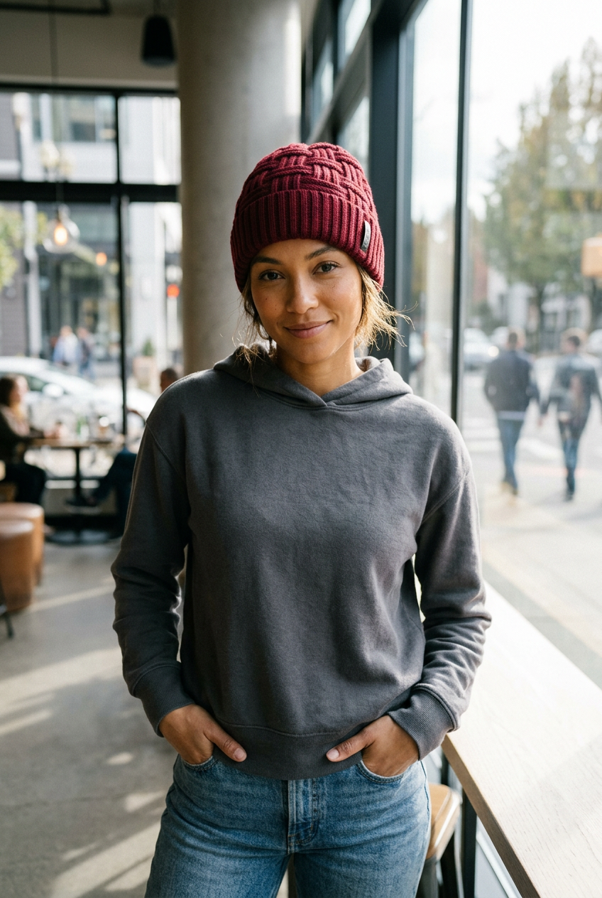 Lancaster Thickened Wool Checkered Beanie – Adjustable Fit