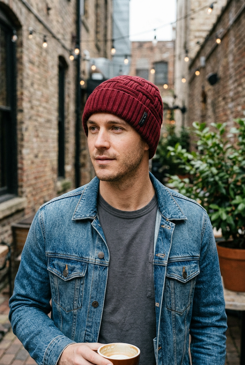 Lancaster Thickened Wool Checkered Beanie – Adjustable Fit