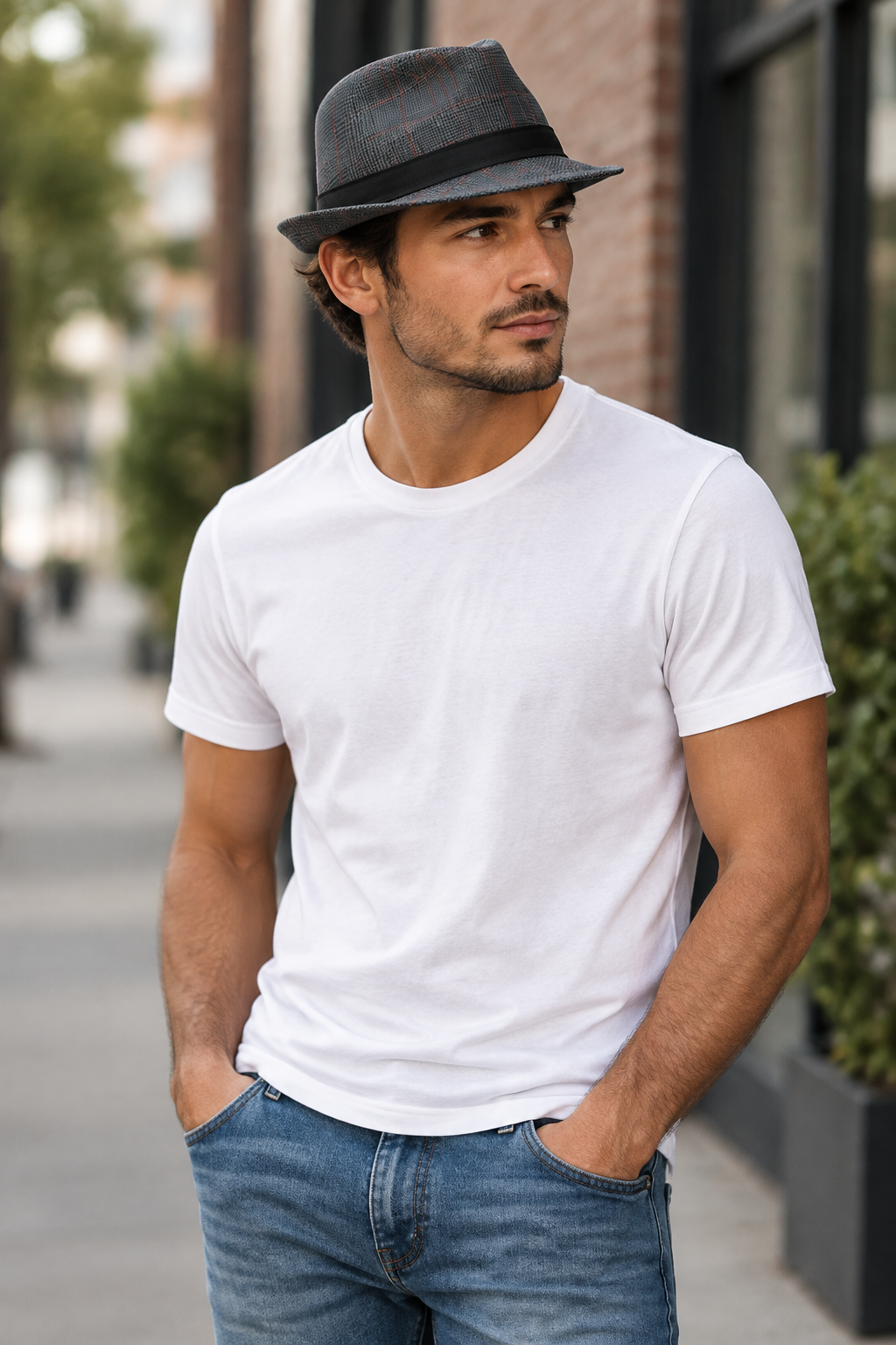 Collingsworth Flat Top Fedora – Cotton Linen, Wide Brim