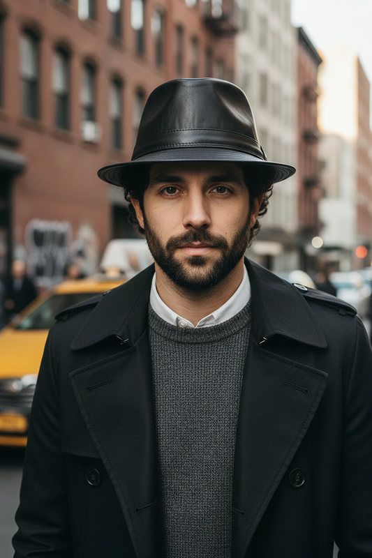 Hayes Faux Leather Fedora Hat