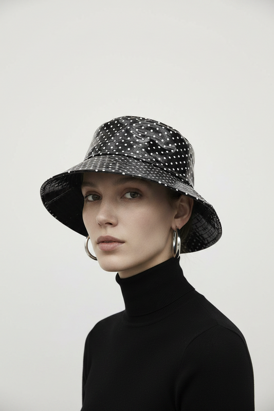 Parker Bucket Hat – Imitation Leather, Double-Sided Dot