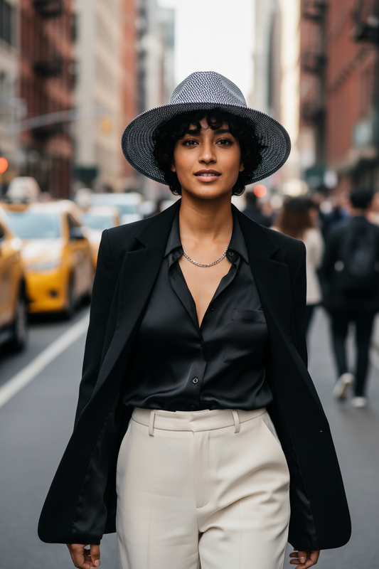 Woven straw hat on a white background