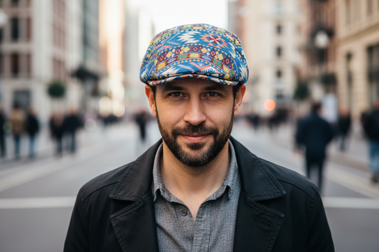 Colorful patterned cap on a white background