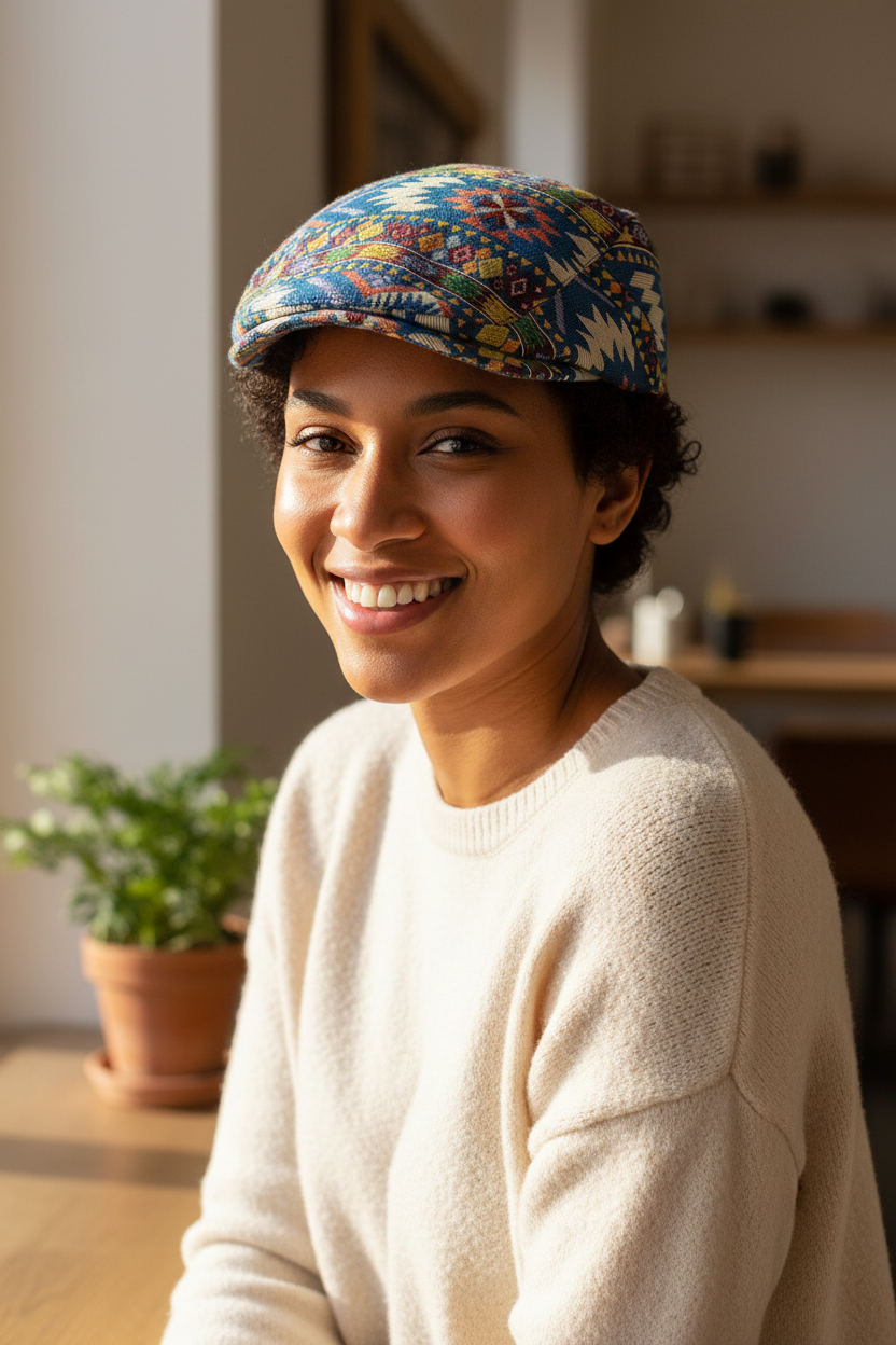 British Plaid Dome Beret – Polyester, Medium