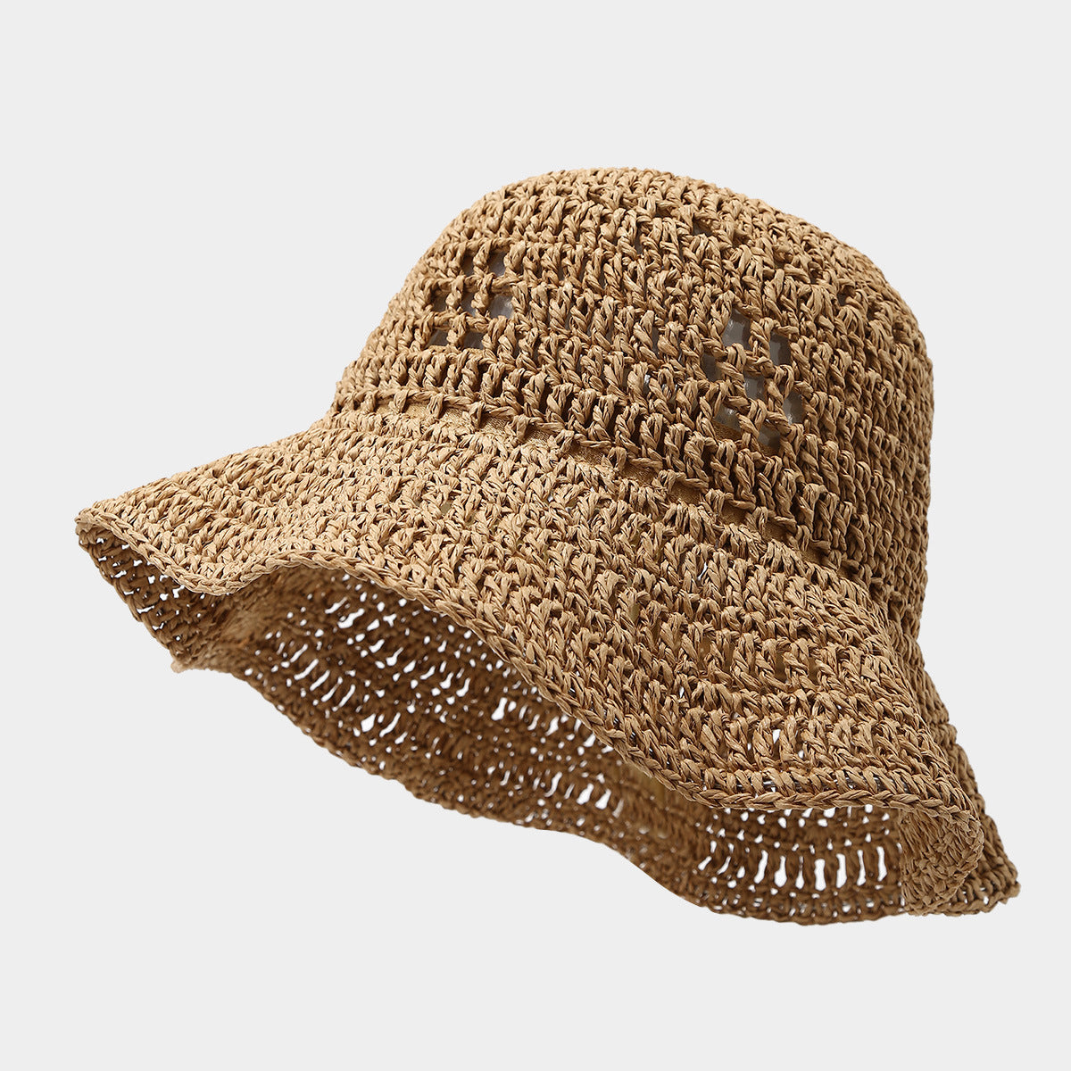 TheCapSpot - Crownover Crocheted Straw  Bucket Hat Women's Seaside Vacation