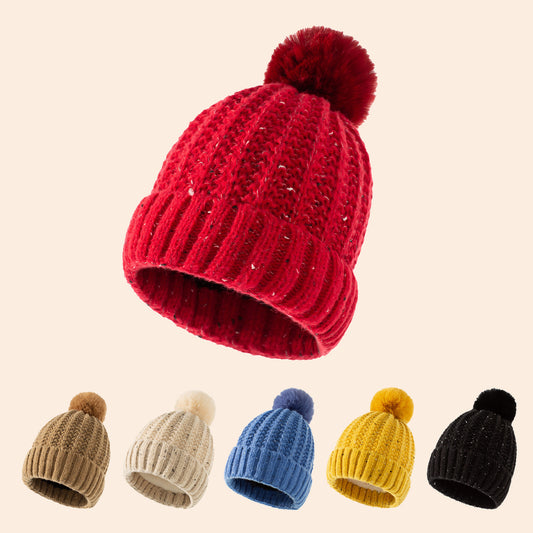 TheCapSpot - Fleece Lined Fur Ball Stocking Cap
