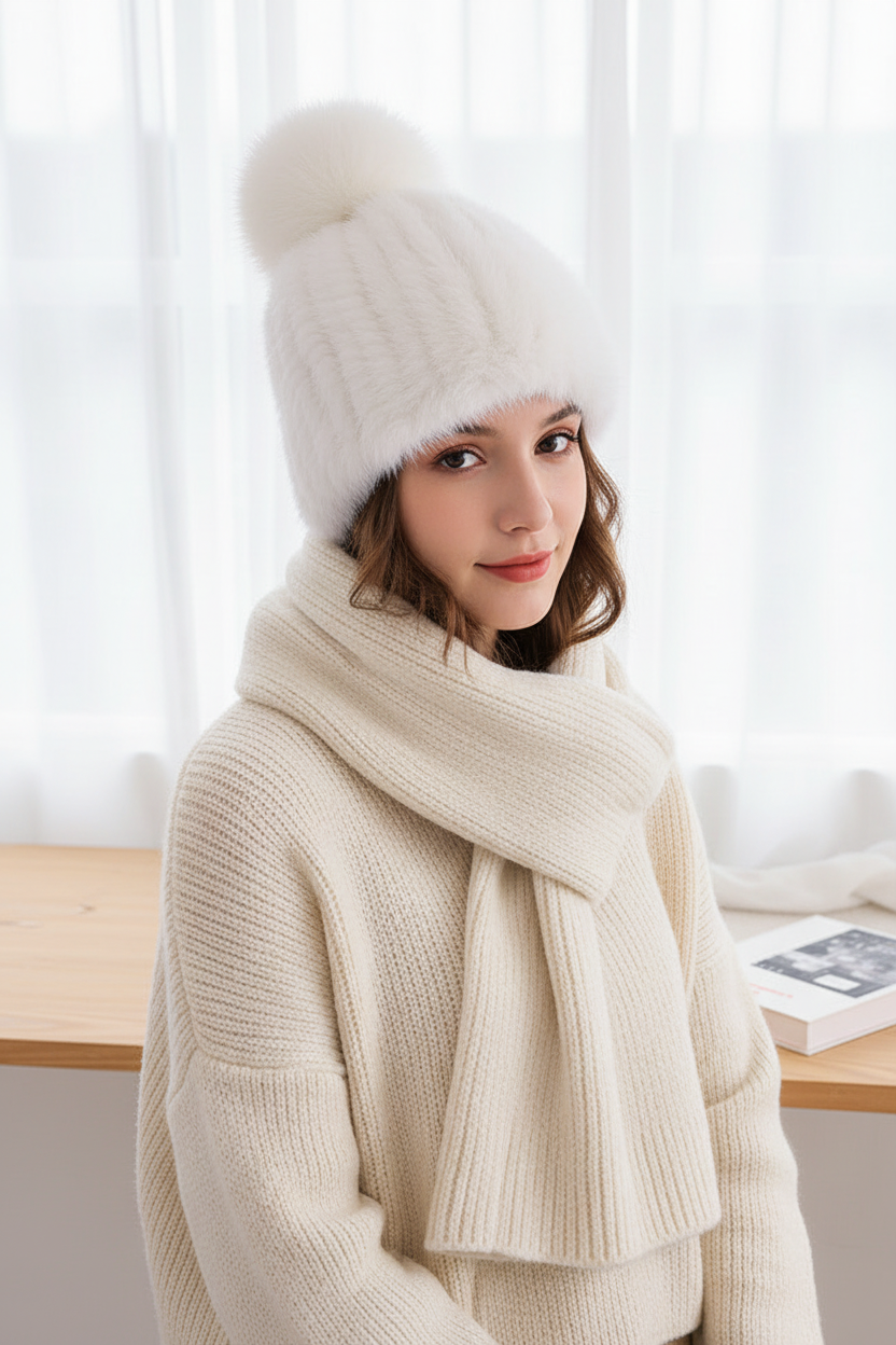 Denver Bell-Shaped Acrylic Mink Fur Beanie