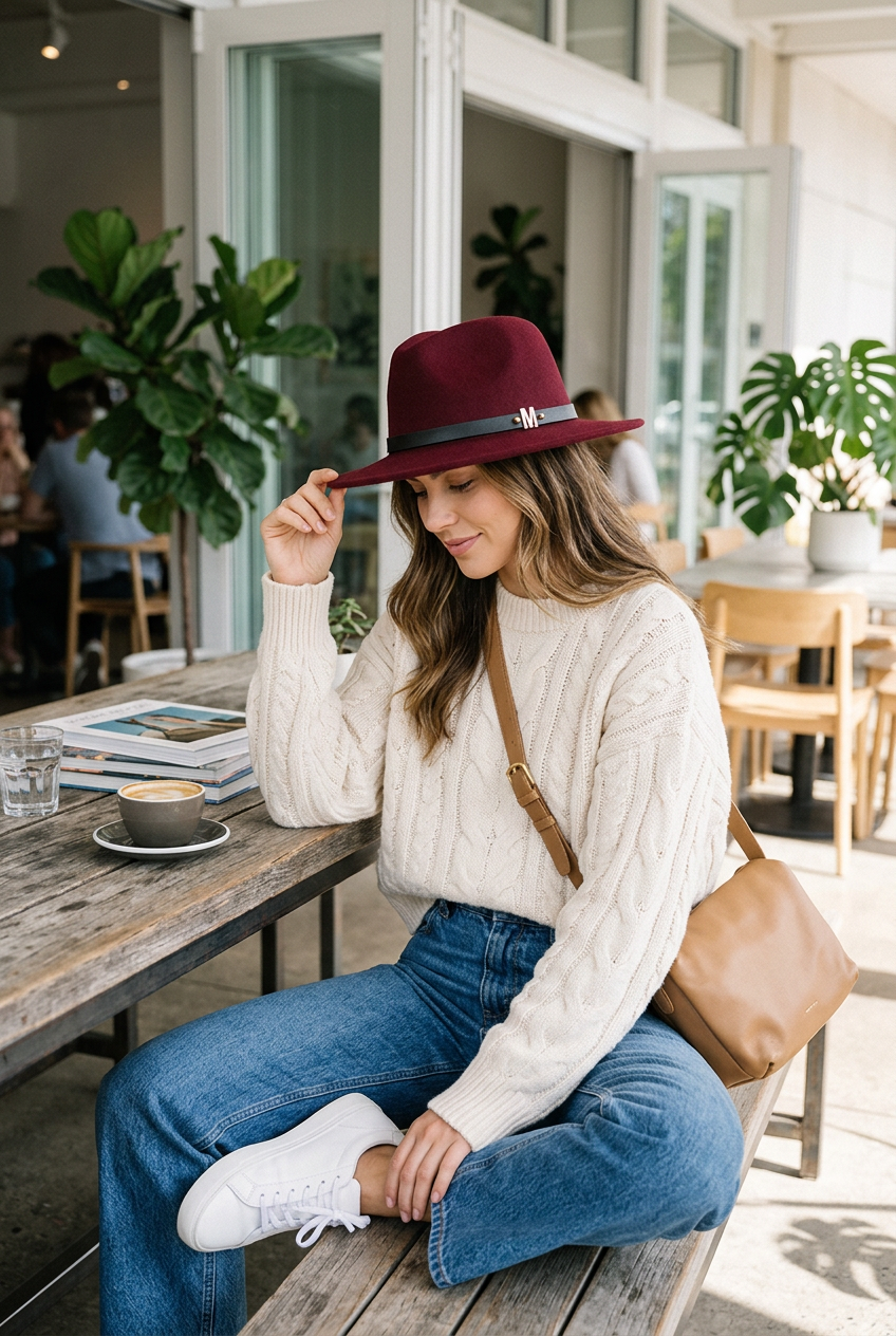Haney Wool Felt Fedora Hat – Wide Brim, XL Unisex