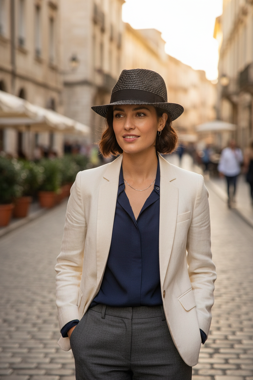 Longhardt Straw Fedora Hat with Adjustable Band