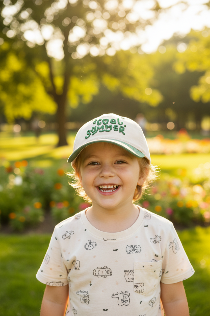 Kids Viscose Travel Peaked Cap – Adjustable, Sun-Safe
