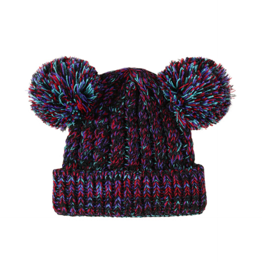 New Double Ball Children's Knitted Pullover Warm Wool Hat