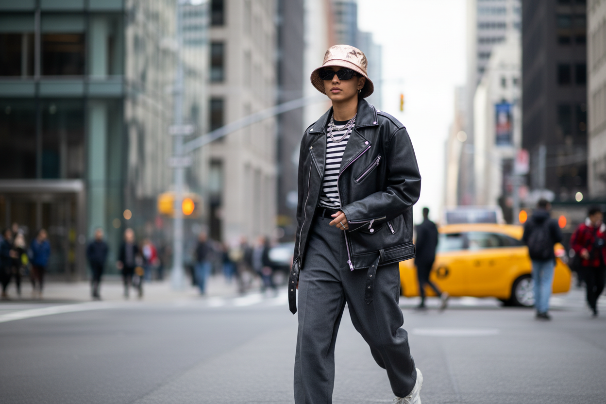 Gold metallic bucket hat on a light gray background