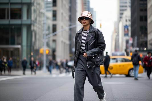 Gold metallic bucket hat on a light gray background
