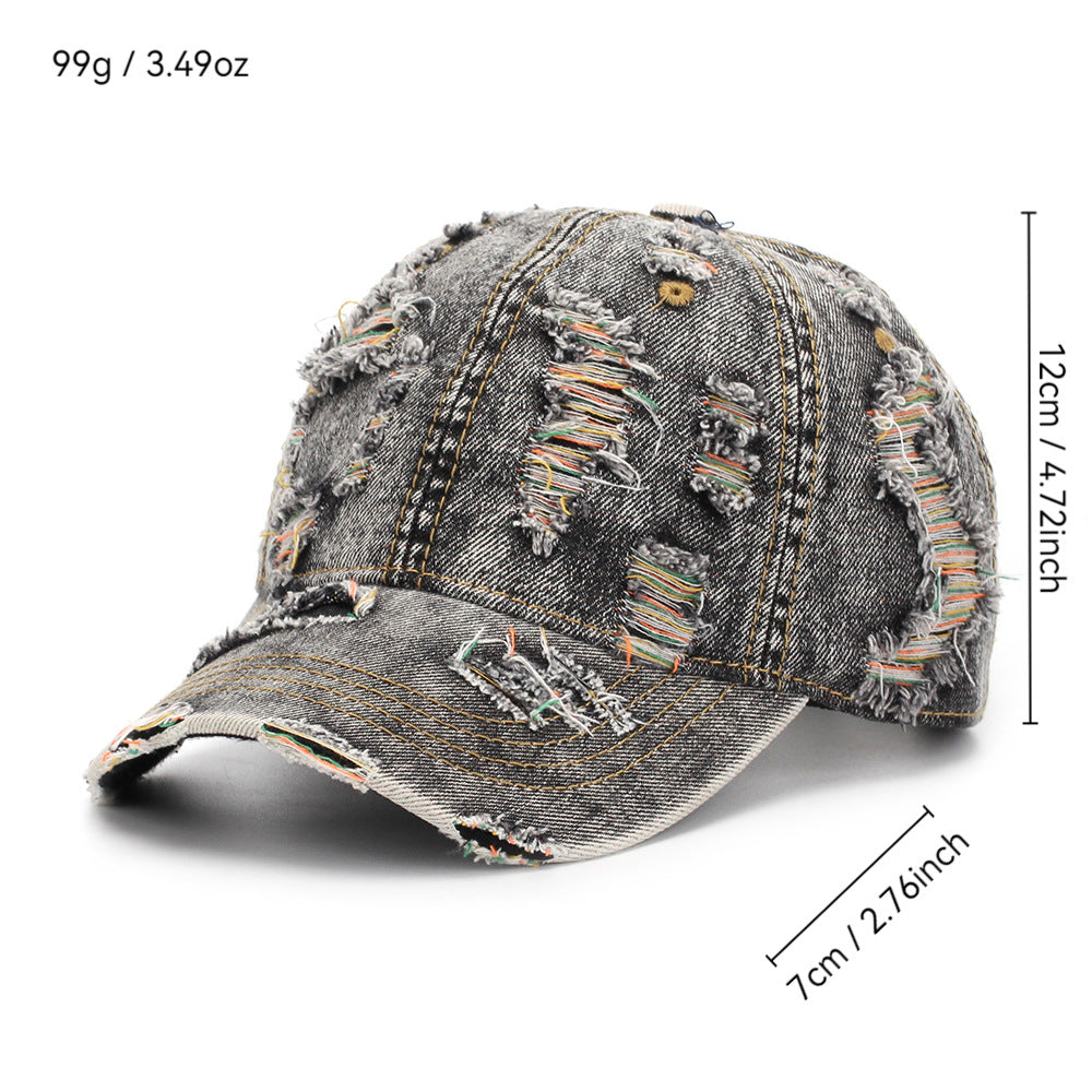 Ripped-line Letter Sun Hat Casual And Versatile