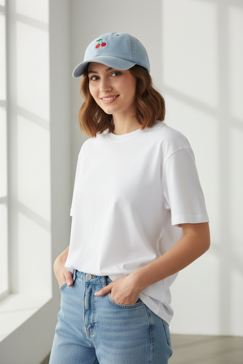 Spence Denim Baseball Cap – Light Blue, Adjustable