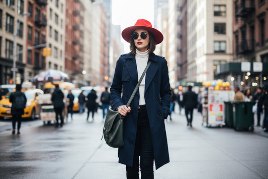 Red fedora hat with a brown band on a white background