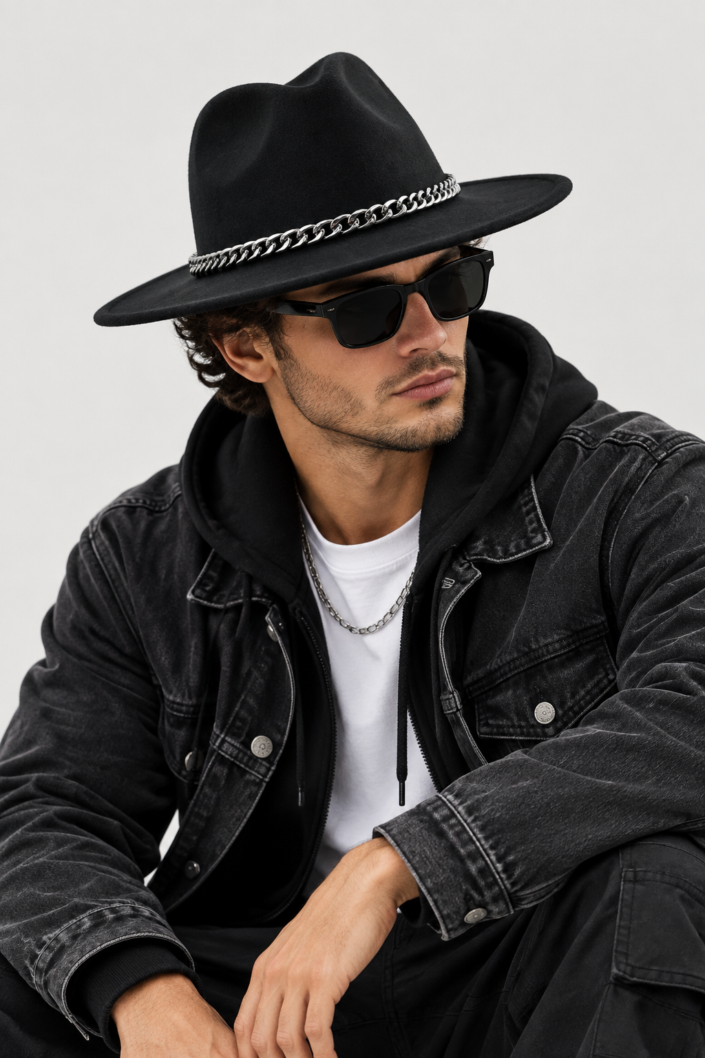Littleton Cashmere Fedora with Chain Detail