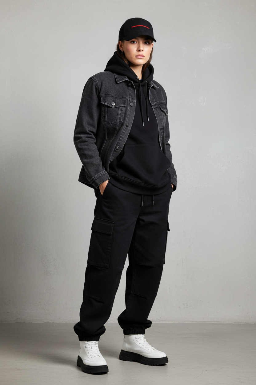 Gatche Black and Red Adjustable Wool-Like Cap