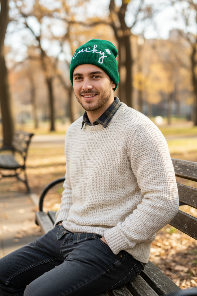 Lucky Knitted Beanie – Acrylic Winter Stocking Cap