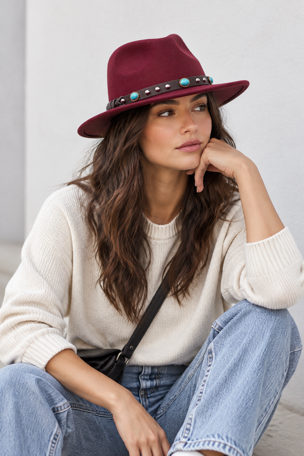 Elizabeth Wool Felt Wide Brim Fedora Hat