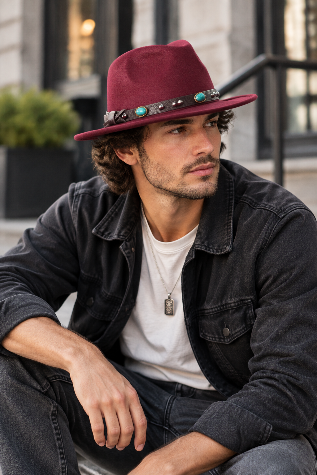 Elizabeth Wool Felt Wide Brim Fedora Hat