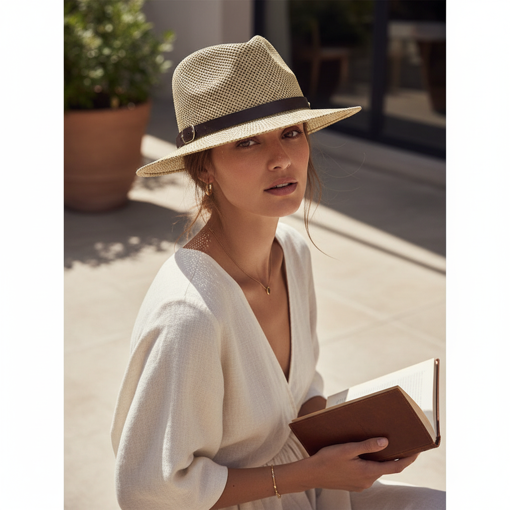 Clemons Khaki Satin Bell Crown Sun Hat, Medium 56–58 cm