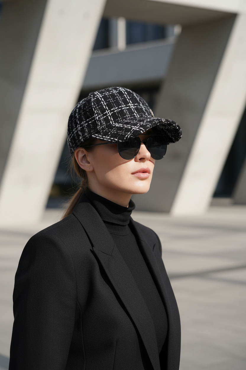 Apache Two Tone Checkered Flat Cap