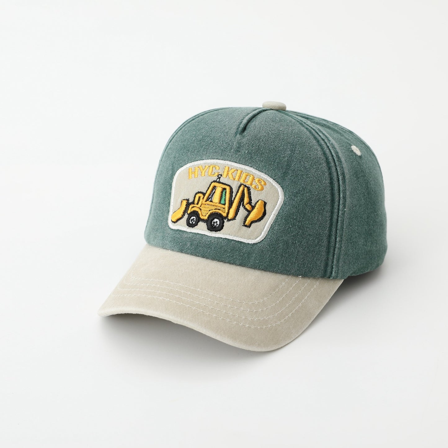 Cartoon Excavator Washed Baseball Cap