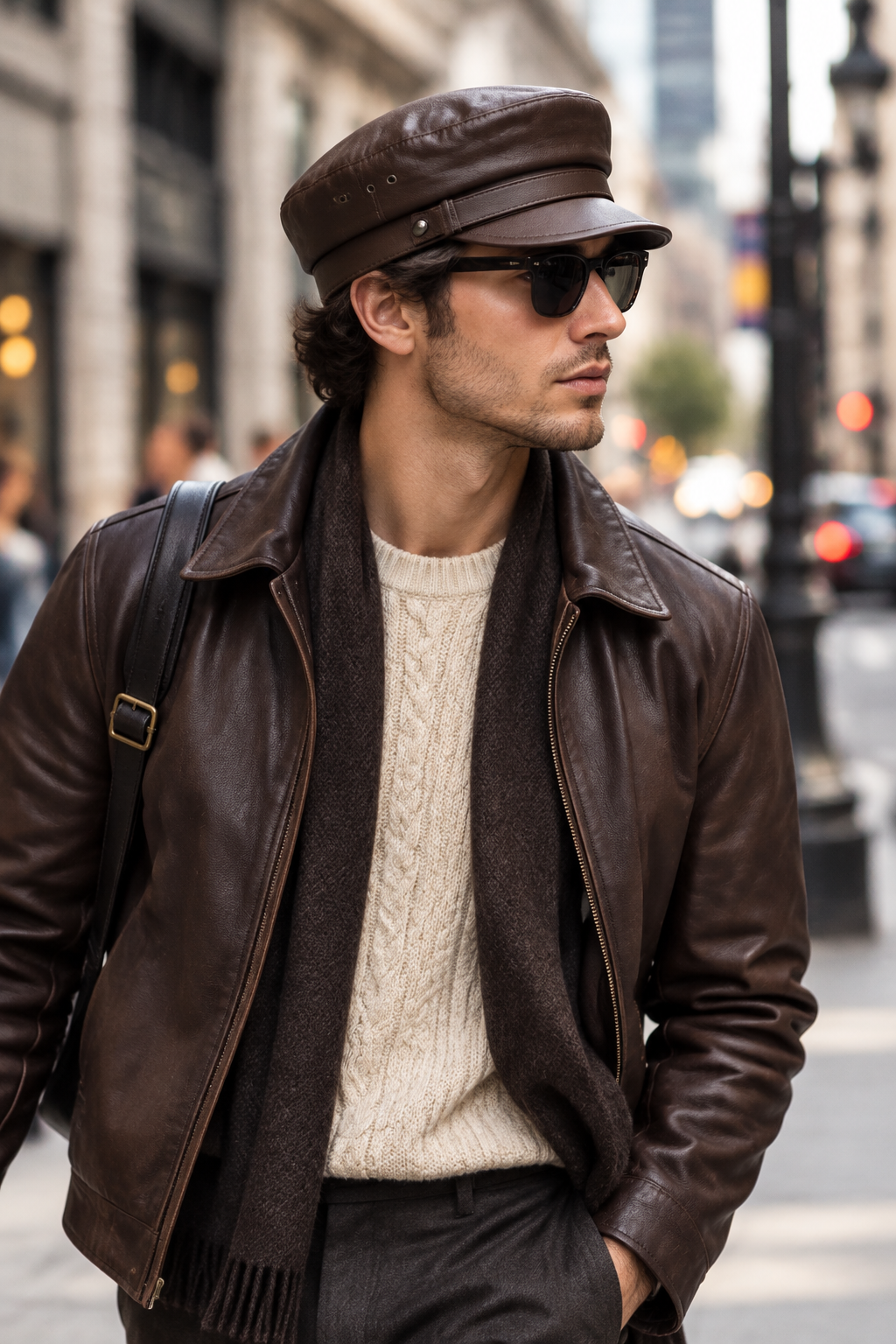 Colbert Genuine Sheepskin Leather Flat Top Cap