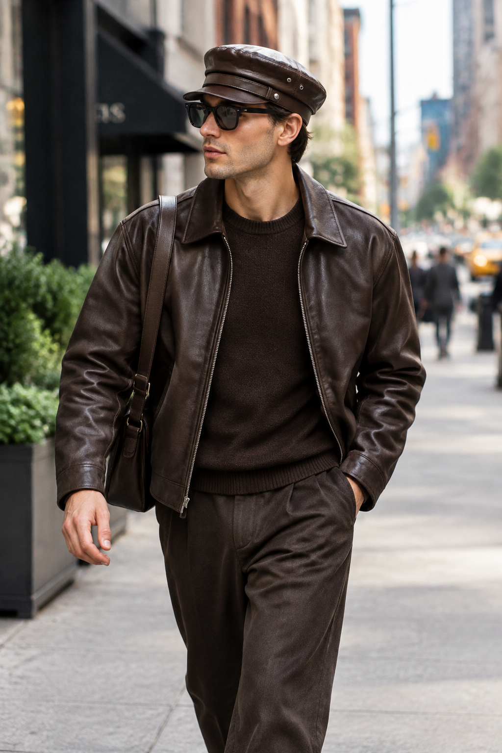 Colbert Genuine Sheepskin Leather Flat Top Cap