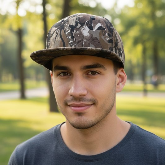 Camouflage baseball cap on a white background