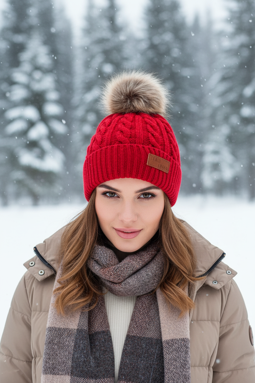 O'Neal Women's Wool Knit Beanie with Fur Pom and Letters