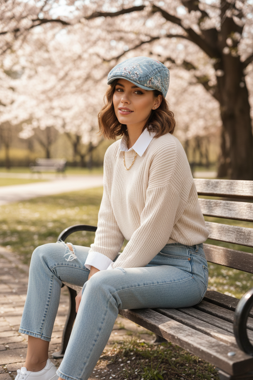 Hoover Floral Embroidered Cotton Sun Hat