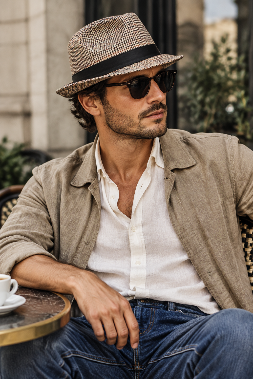 Collingsworth Flat Top Fedora – Cotton Linen, Wide Brim