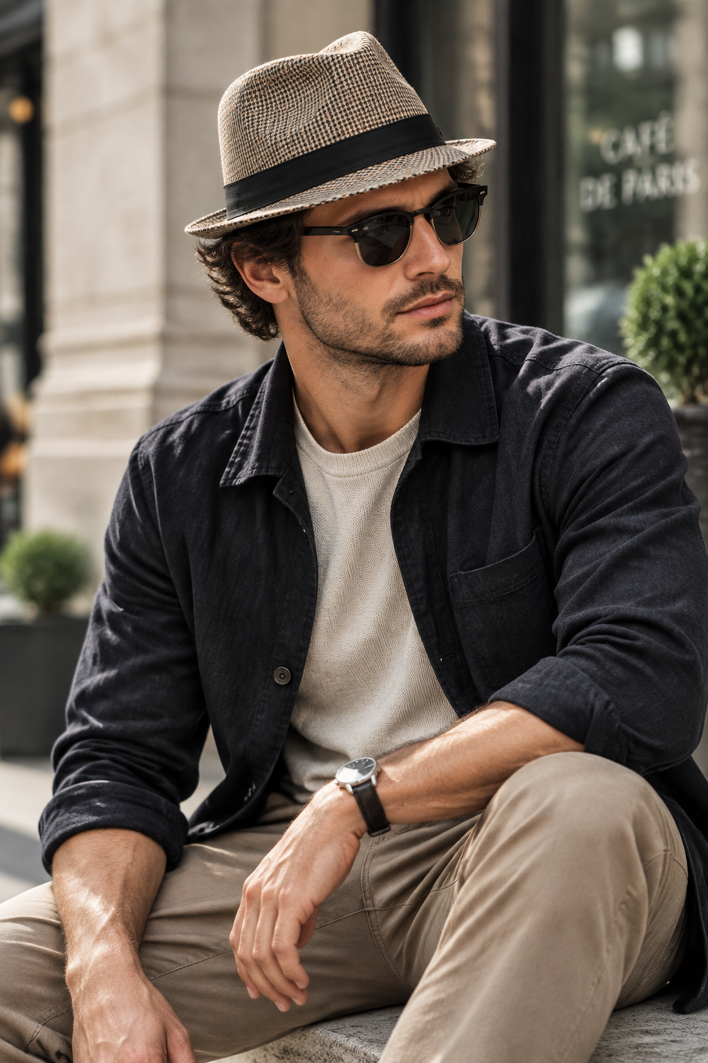 Collingsworth Flat Top Fedora – Cotton Linen, Wide Brim
