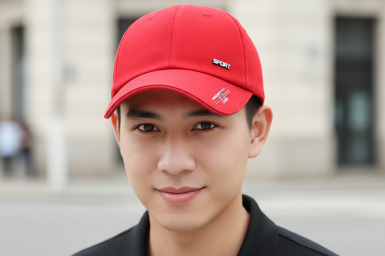 Black cotton baseball cap with 'SPORT' logo on the front.