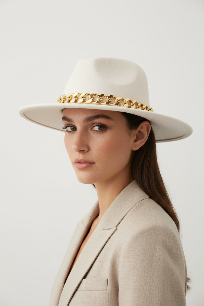 Talon Wool Cotton Fedora Jazz Hat, Wide Brim, Adjustable