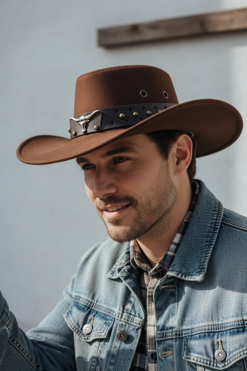 Jordan Western Cowboy Hat – Adjustable Viscose