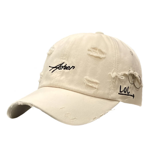 Korean Ins Retro Tattered Jeans Soft Peaked Cap Women