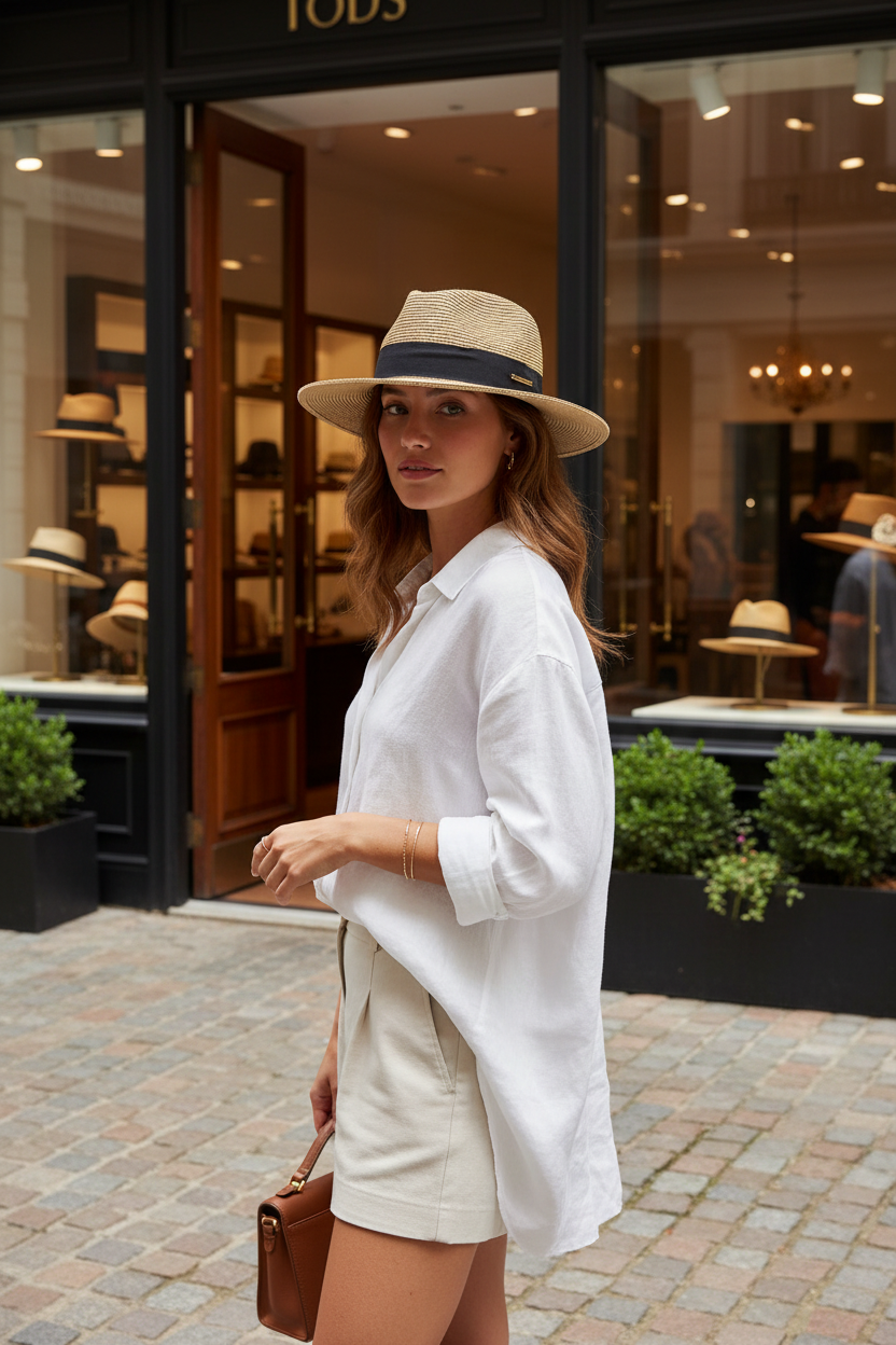Claremore Khaki Straw Top Hat – Plant Fiber, Dome Crown