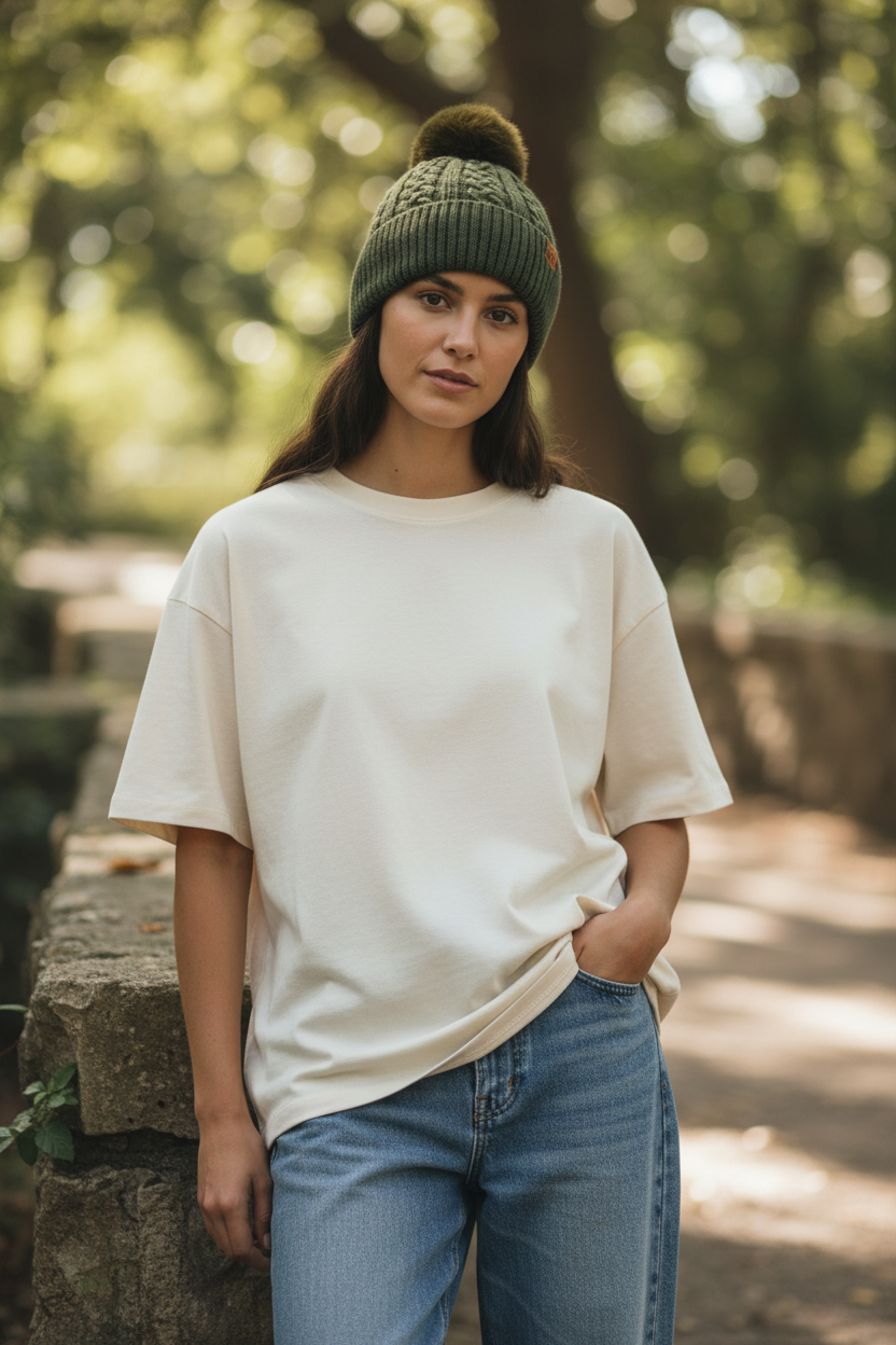 Foyer Twisted Knit Pom-Pom Beanie | Warm Viscose Winter Hat
