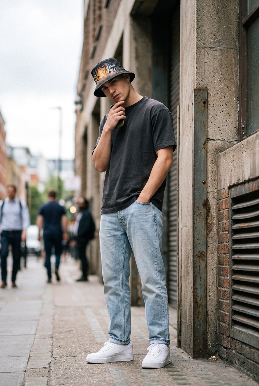 Tiger Print Polyester Bucket Hat
