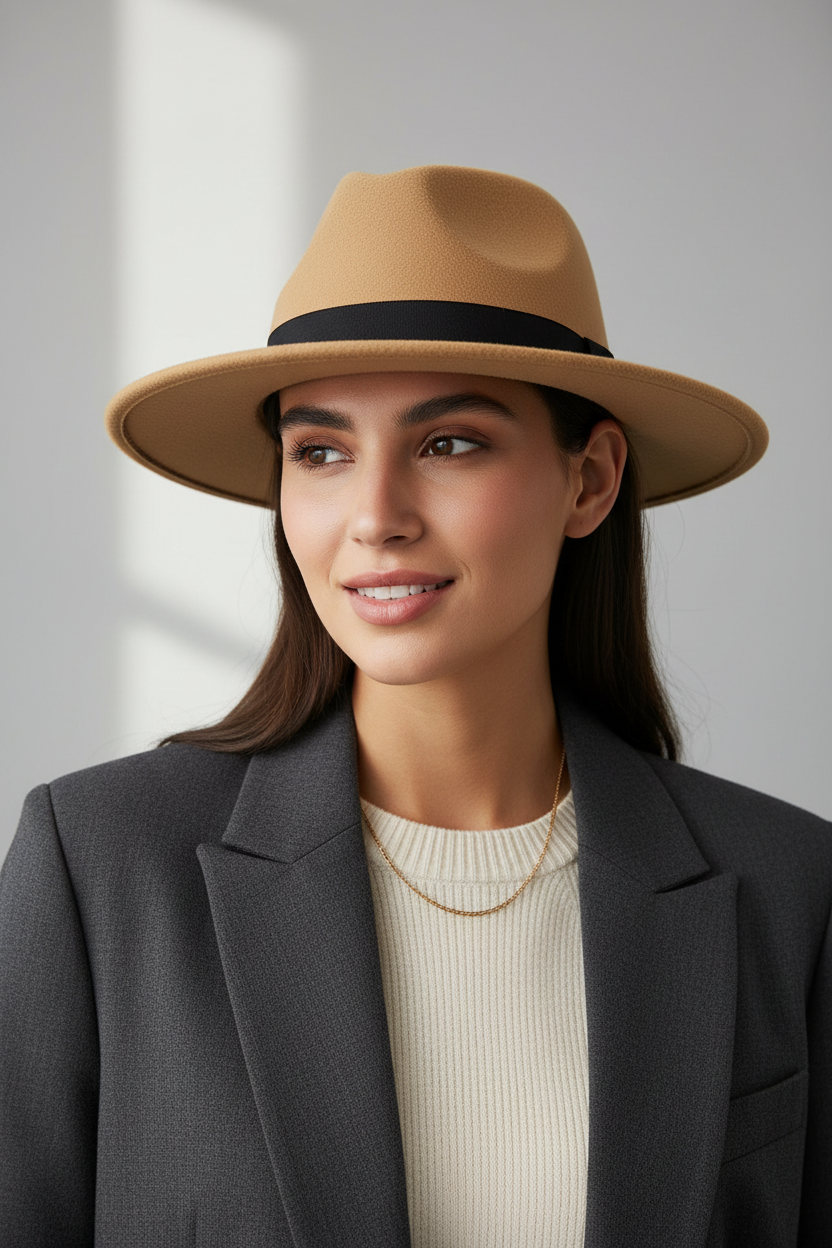 Wagoner Wool Felt Flat Brim Fedora Hat
