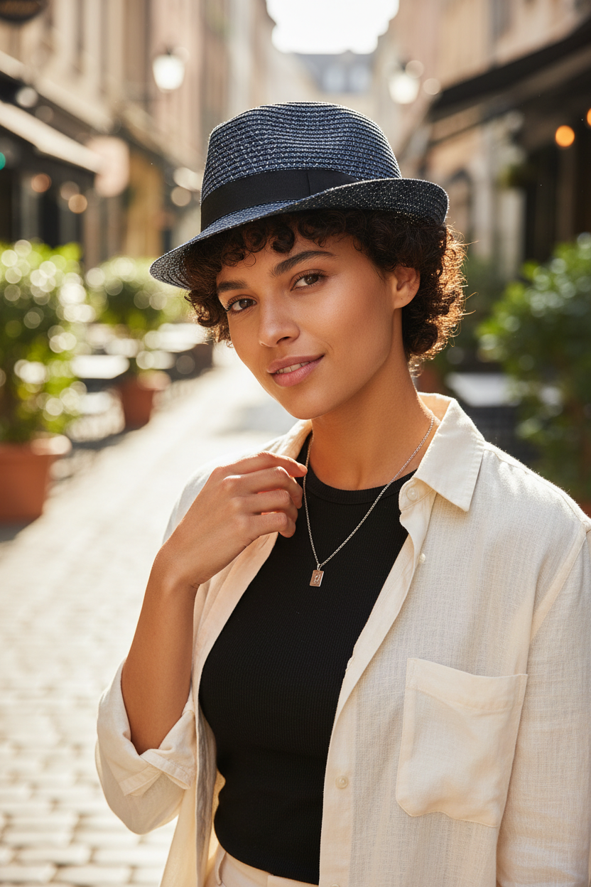 Longhardt Straw Fedora Hat with Adjustable Band