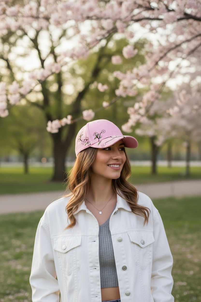 Sincere Cotton Flower Peaked Cap