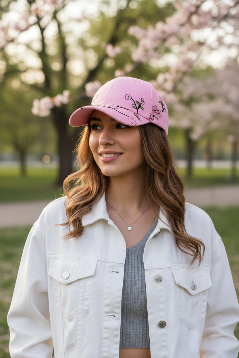Sincere Cotton Flower Peaked Cap