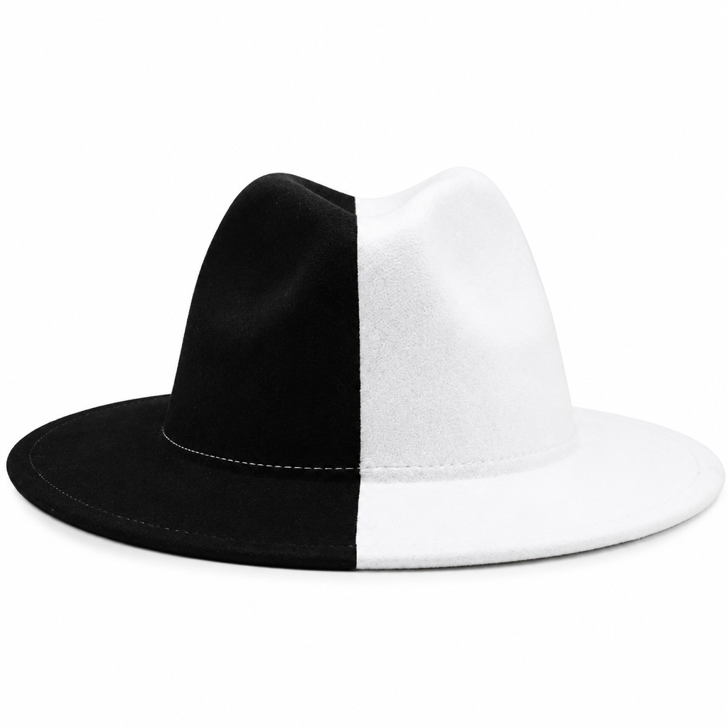 Felix Two-Tone Wool Felt Fedora Hat – Flat Top, Medium 56–58 cm (Unisex)