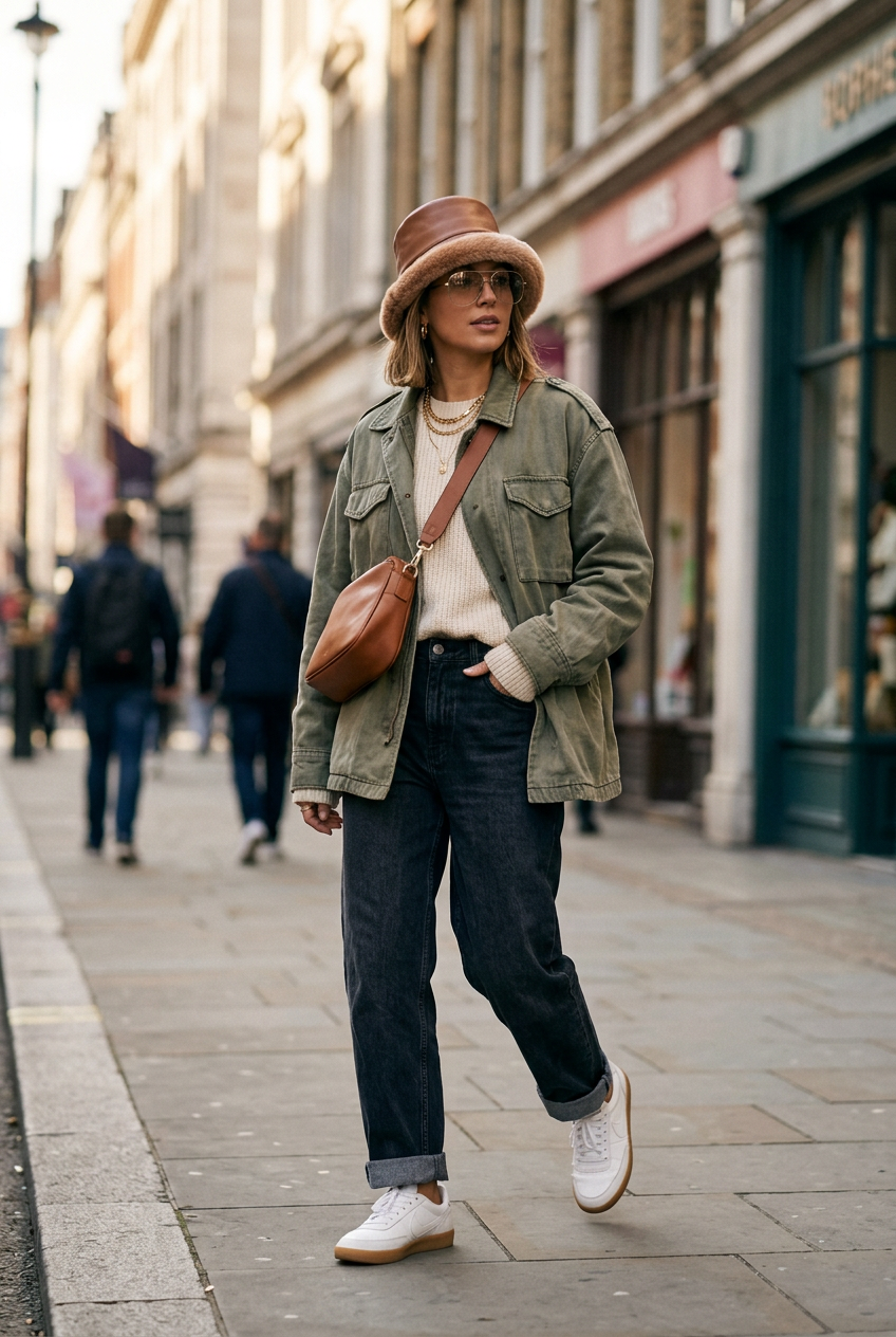 Mason Leather Plaid Plush Bucket Hat – Women's Medium